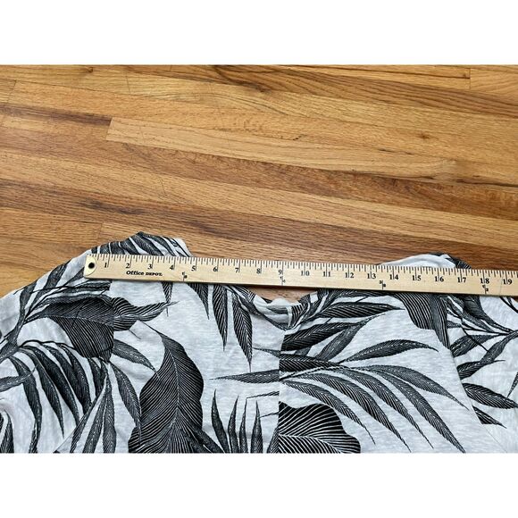 Tahari Women's 1X White Blouse Linen Top Tropical Leaf Beach Vacation Summer - Picture 5 of 7